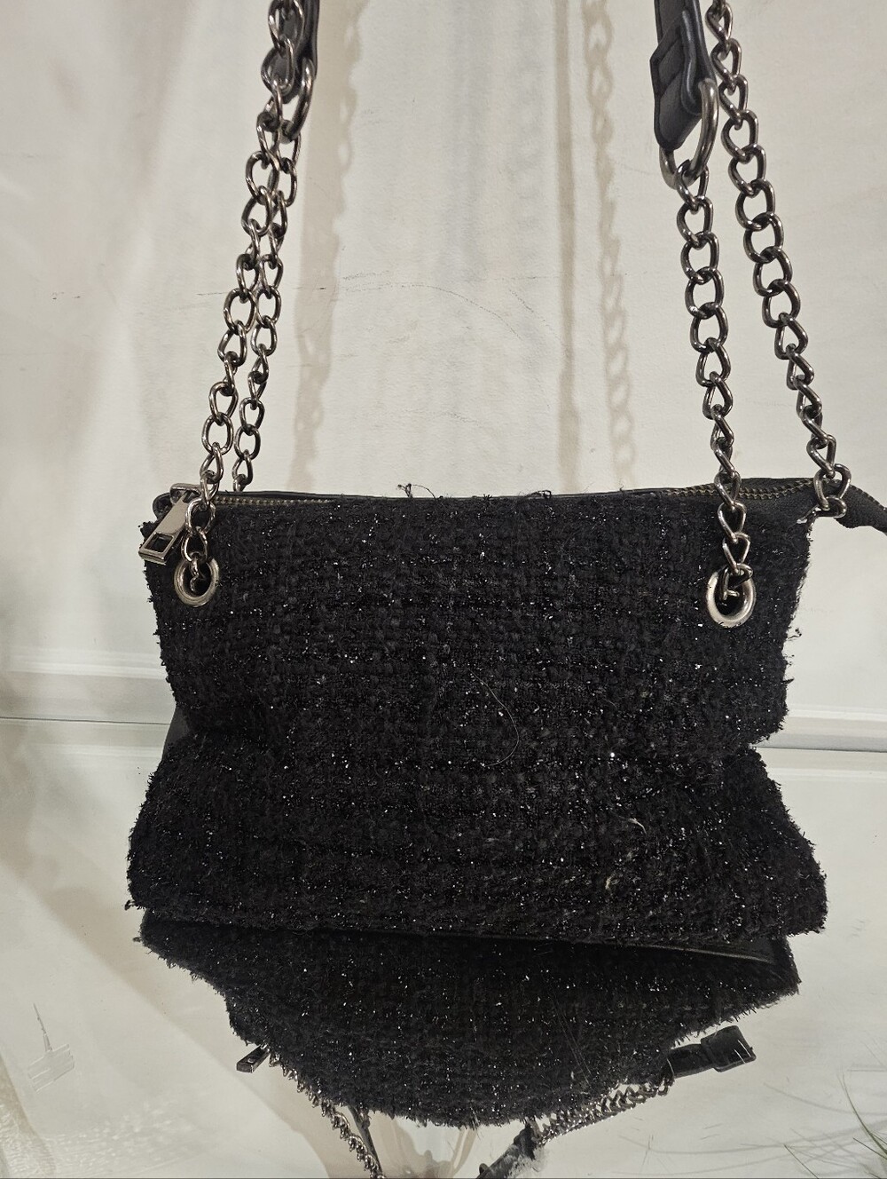 Black Chain-Handle Women's Evening Shoulder Bag